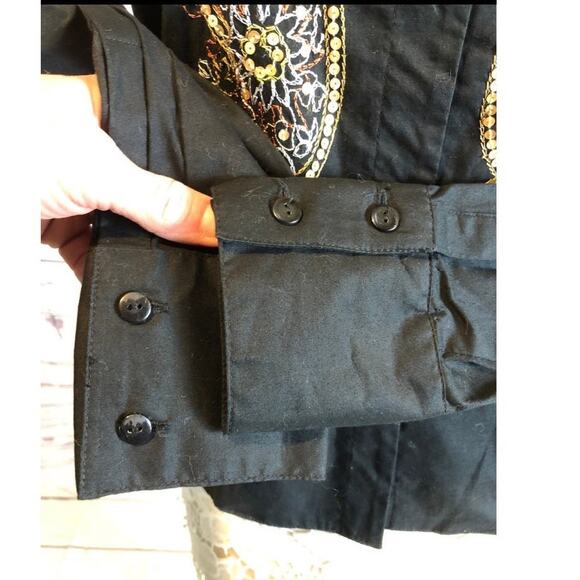 NWT Coldwater Creek embroidery & sequence  black button down size XS - Picture 7 of 11
